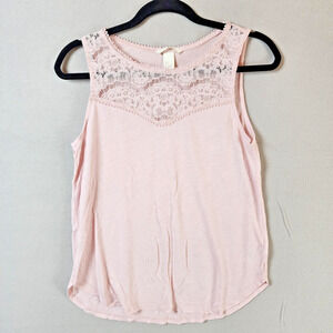 H&M Sleeveless Top Women Small Light Pink with Lace Accent